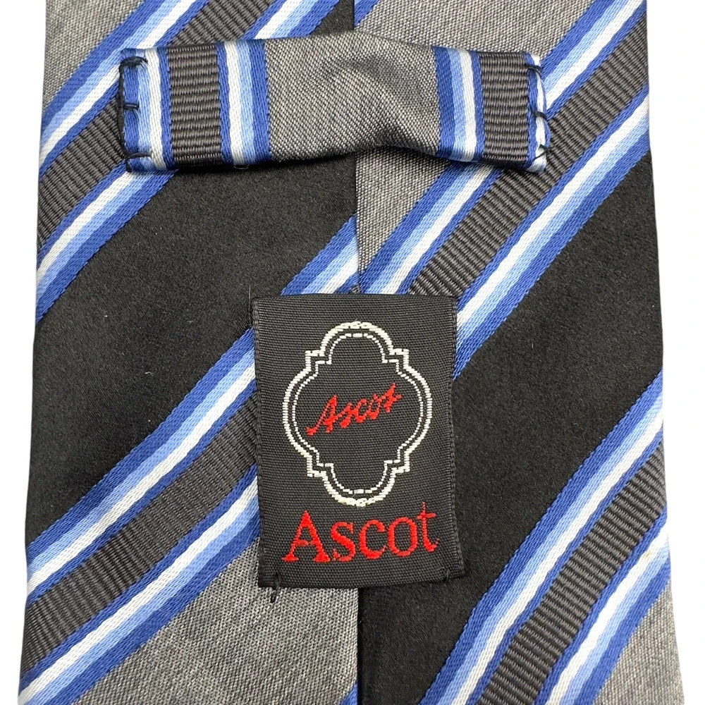 Ascot 100% Silk Dress Tie Made in Italy Bold Abstract‎ Stripe Pattern 60